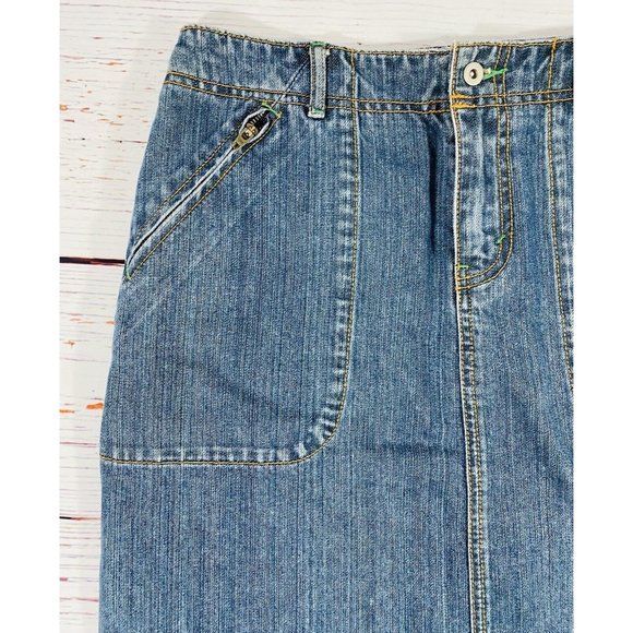 Eddie Bauer Outdoor Outfitters Jean Denim Skirt Womens Sz 4 Classic Blue Cotton - Picture 3 of 11
